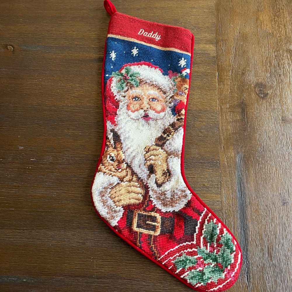 “Daddy” | Needlepoint | Christmas Stocking | Santa Claus